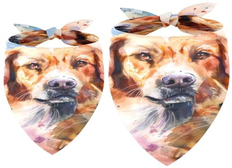 Hundehalstuch, Wasserfarben, Labrador und Katze, Mädchen, Jungen, Halstuch, Zubehör für kleine, mittelgroße und große Hunde, Welpen, Katzen, Haustiere, 2 Stück