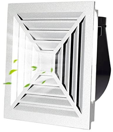 Estrattore Aria Ventilatore a Soffitto Integrato, Ventilatore Silenzioso 30×30 cm con Pannello Griglia, Ventilatore a Soffitto Quadrato con Valvola di Ritegno for Cucina Bagno Ventilatore di Condotto
