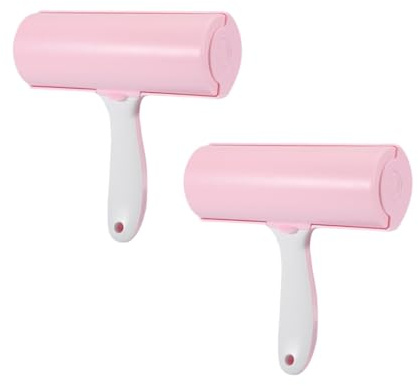UTHCLO 2 Pezzi Rulli Adesivi Levapelucchi con Copertura Rimozione di Pelucchi e di Animali da Mobili e Auto Design Obliquo Antipolvere Rosa