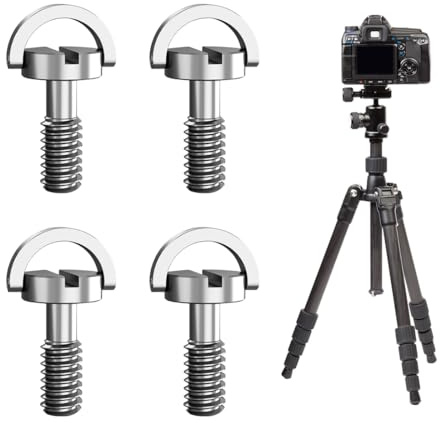 HABNI 4 Pezzi 1/4 Pollice Fotocamera Vite, D-Ring 1/4 Pollici Vite Di Montaggio, Acciaio Inossidabile Treppiede Vite, Per Fotocamera Treppiede, Monopiede O Piastra A Sgancio Rapido