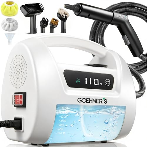 Steam Cleaner Handheld, 110℃/3.5Bar High Pressure Hand Held Steam Cleaner for Car, 30s Fast Heat Portable Steamer with Child Lock for Cleaning Grout Tile Kitchen Bathroom (White)