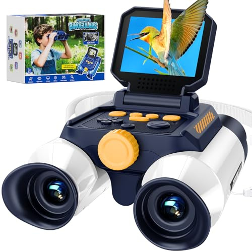 Fernglas für Kinder, Ashfly Kinderfernrohr mit eingebauter Kamera Nachtsicht, 10-facher Vergrößerung, Binoculars 200 Fotos speichern innen von 7 bis 99 Jahren - Deutsche Version Weiß