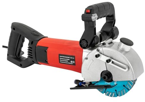 2.7KW Electric Concrete Saw Slotting Machine Handheld Brick Cutter Wall Groove Cutting 5000RPM W Carry Box Effortless Cutting for Various Materials(Red)