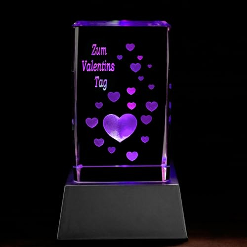 Kaltner Präsente Stimmungslicht – Ich liebe dich Geschenk, Valentinstagsgeschenk: LED Kerze/Kristall Glasblock / 3D-Laser-Gravur Zum Valentin