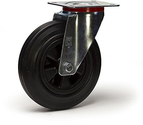 Roulette pivotante diamètre 125 mm caoutchouc noir - 100 Kg