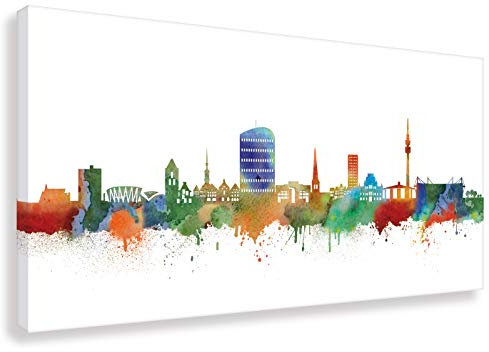 Kunstbruder Dortmund Skyline Light (div. Größen) - Kunst Druck auf Leinwand 50x100cm