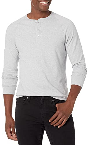 Amazon Essentials Men's Långärmad Henley-skjorta med smal passform, Ljusgrå ljung, M