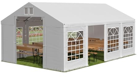 Partyzelt 5x8m wasserdicht weiß Zelt 560g/m² PVC Plane Hochwertigeszelt Gartenzelt Summer SD - Faltpavillon, Gartenpavillon, Pavillon, Lagerzelt, Gartenhaus, Zeltgarage, Garagenzelt - Partyzelt