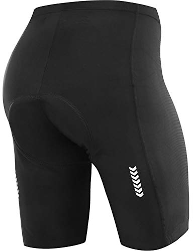 NOOYME Radlerhose Damen gepolstert schnelltrockende Radlerhose Damen Kurz elastische Radlerhose Damen mit Sitzpolster 4D Radhose Damen mit breiterem und dichterem Polster， Schwarz 2XL