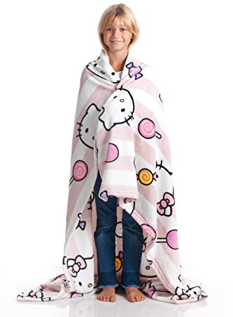 Kanguru Hello Kitty Fleece Blanket – Official Sanrio Soft & Fluffy Pink Throw for Kids, Girls & Women – Warm Sofa Blanket, Kawaii Bedroom Decor & Gift Idea – 130×170 cm (51×67 in)