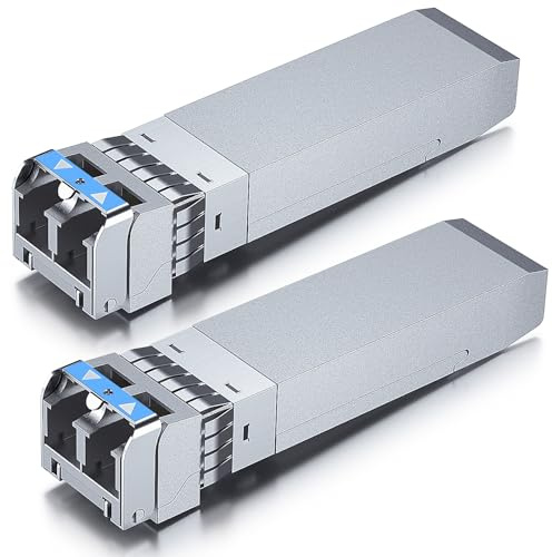 10Gtek 2-Stück 10Gb SFP+ LR Singlemode Modul, 10GBase-LR LC Transceiver Kompatibel für Cisco SFP-10G-LR, Meraki, Mikrotik, Ubiquiti UniFi, Netgear, Zyxel, D-Link,TP-LINK, Open Switch