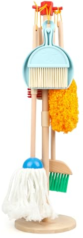 Wondertoys Childern cleaning tools 7 Piece Wooden Detachable Cleaning Toys Creative Pretend Play Set Mini Housekeeping Toys for Kids