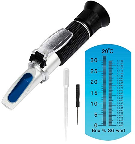 XRCLIF Refraktometer Brix Bier 0-32% Zuhause Gebraut Bier Würze Refraktometer SG: 1.000~1.120 Hand Zucker Bier Refraktometer Automatischer Temperaturabgleich Bier Zucker Tester Meter Refraktometer