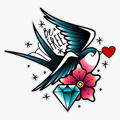 Traditional Old School Tattoo Swallow Vinyl Waterproof Sticker Decal Car Laptop Wall Window Bumper Sticker 5