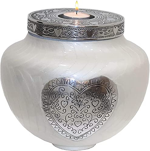 hlc Urne funéraire pour Cendres humaines pour Adultes – Urne funéraire Blanche – Urne Souvenir – À Exposer à la Maison ou pour l'enterrement, Niche ou Columbarium – Urne funéraire Moyenne – Urne