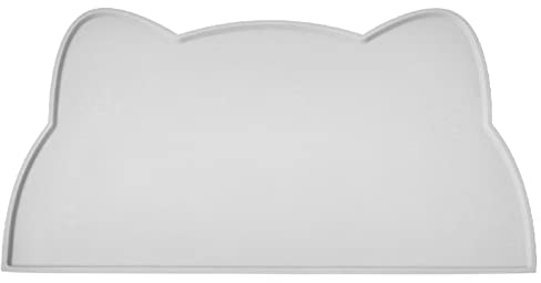 septillar Cat Food Mat, Silicone Pet Feeding Mat Non Slip Dog Bowl Mat Waterproof Tray Cushion (Light Grey)