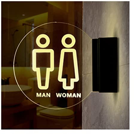 CHUANGRUN Insegna del Bagno, Display a LED con Luce al Neon, Chiara e di Lunga Durata, insegna in Acrilico da 20 cm per Ufficio, Hotel, Centro Commerciale, Bagno, Toilette