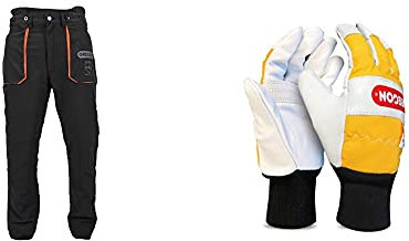 Oregon Yukon Pantalones de Protección Anticorte Clase 1 para Motosierra, Talla M (EU 46-48) (295435/M) & Guantes de Seguridad para Cortar con Motosierra, Piel - 1 Par (M)