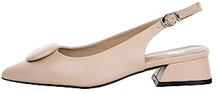 Rio Fiore Scarpe con Tacco, Décolleté, Beige, 3cm Tacco Largo, Slingback, Similpelle, Cinturino sul Retro, Scarpe comode con Tacco Basso, ML682-0716-6 (Beige, 38 EU)