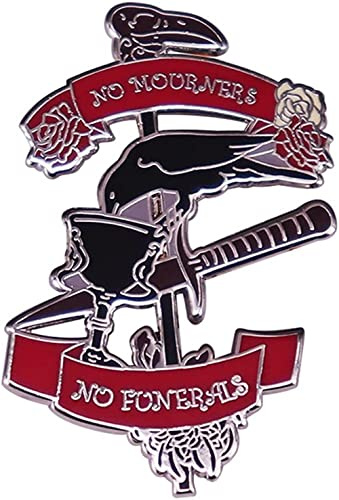 Keine Trauer Keine Beerdigungen Harte Emaille Pin Gotische Schwarze Krähe Trinken Poniard Broschen Cartoon Rote Rose Pflanze Pins Krähen Abzeichen