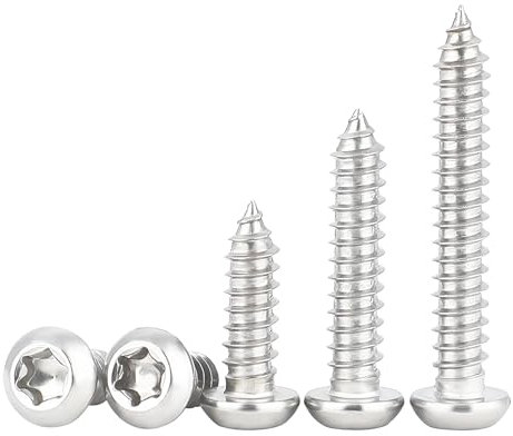 Qrity 25 Stück M6x40mm Selbstschneidende Schraube, Torx Flachkopfschrauben Edelstahl, Rundkopf Vollgewinde, Silber