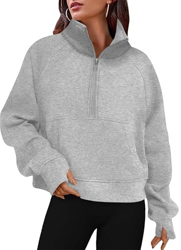Timuspo Damtröja, sweatshirt, kasäck, sweatjacka med fleecefoder, dragkedja, huvtröja, polotröja, toppar, GRÅ, M