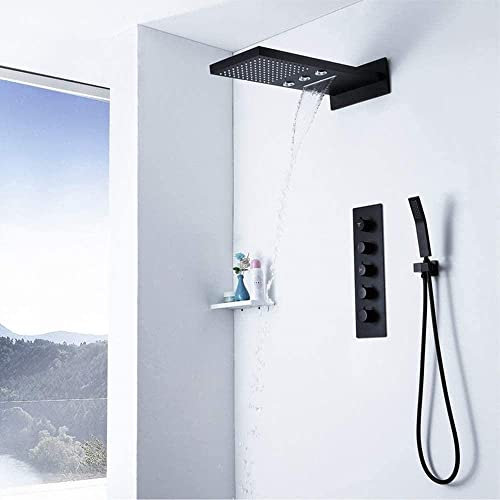 Shower System Concealed Thermostat Full Copper Three-Function Fly-rain Shower Set Shower Beautiful Practical Decoration