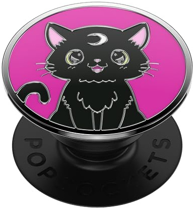 PopSocket : PopGrip Telefongriff mit ausziehbarem Ständer, für Telefon - Emaille Black Cat Magic