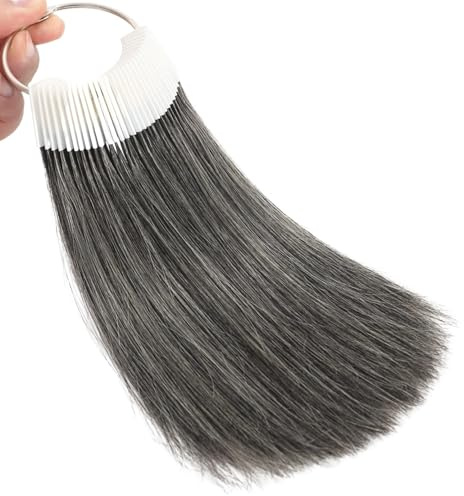 Échantillons de cheveux humains pour test de couleur Gris Échantillons naturels pour salon Anneaux de Couleur 30 pièces 8 Pouces
