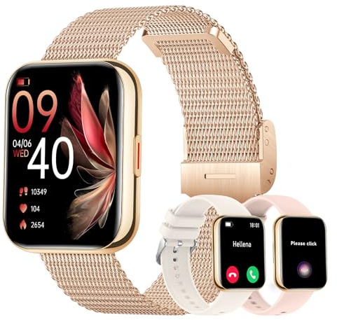 Smartwatch für Damen mit Anruf- und Nachrichtenbenachrichtigung/WhatsApp/Sprachassistent, 1,85 Digitaler Fitness Tracker mit Herzfrequenzmesser/Schlafmonitor/Schrittzähler, 110+ Sportarten Smart