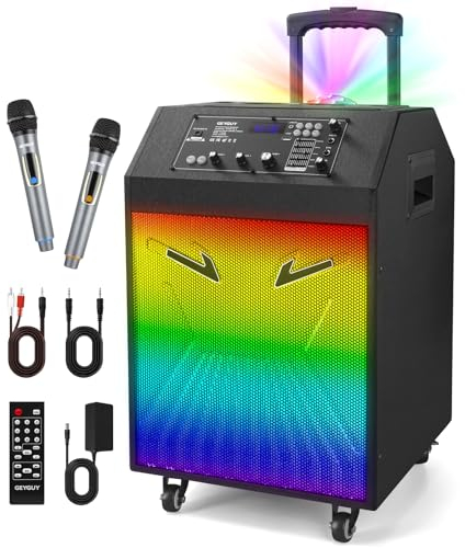 PRO Cassa Karaoke professionale Completo con microfono, Altoparlante bluetooth potente portatile per adulti, EQ/USB/AUX/luce del partito per TV/proiettore GTSK10-4