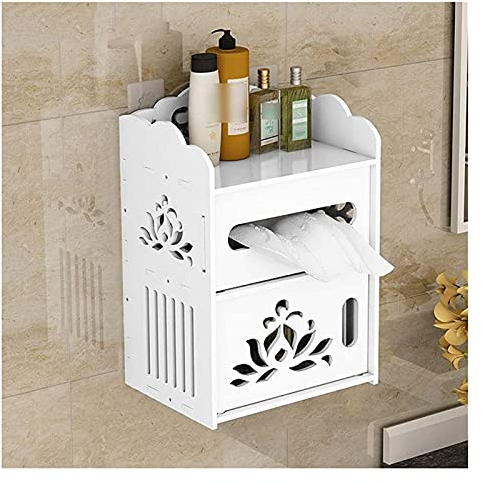 Klopapierhalter ohne bohren Toilettenpapierhalter, weißer Wandmontage-Toilettenpapierrollenhalter, Mehrfach-Papierhandtuchspender mit Ablage und Aufbewahrungsbox Toilettenpapierhalter ( Color : C )