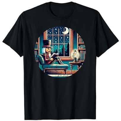 Casse-noisette de lecture de livre vintage pour les amateurs de livres de Noël T-Shirt