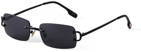 ADEWU Sonnenbrille Retro Vintage Brille Randlos UV Schutz Schmale Rechteckige Sonnenbrille Herren Damen Unisex