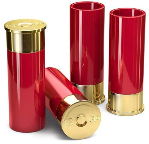 NATHA 4 Vasos de Chupito de Calibre 12 para Hombres - Vasos de - Regalos para Ocasiones Especiales como Boda y Navidad - Rojo, Reutilizable, Elegant, 9.2 cm