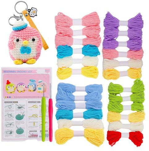 Yatlouba Häkeltier-Set für Anfänger - Strickset mit Schritt-für-Schritt-Videoanleitungen - Häkel-Anfänger-Set für Erwachsene und Kinder, Häkeln für Anfänger, Basteln für Erwachsene, Häkel-Lernsets