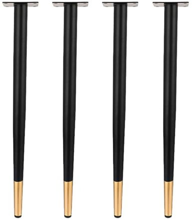 4 Stück Konische Metall-Möbelbeine,Konische Vertikale Möbelbeine,Konische Metall-Tischbeine,Möbelersatz-Metallbein-Stützfüße für Schränke,Couchtische,Stühle,Schwarz Gold (70cm/27.5in)