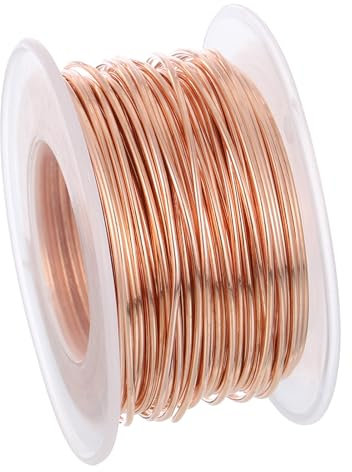PATIKIL 20M Filo di Rame Nudo Solido, 16 Gauge Filo Rame Puro 1,2mm Morbido Filo per Gioielli e Legature per Piante Metalliche (66 Piedi)