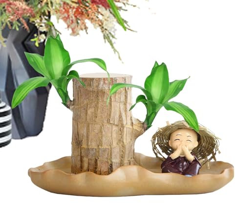 Hugsweet Brasilianisches, brasilianische Holzpflanze,Kleine Desktop-Pflanze | Sprießende Holzpflanze für den Tisch, Hydrokultur-Topfpflanzenstumpf, kleine Zimmer-Desktop-Pflanze