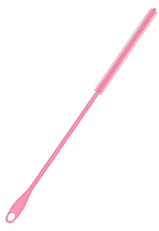 Brosse pour Paille Silicone, 8mm Rose 24cm Long Nettoyeur Paille Trou Suspension Outil Lavage Paille Réutilisable Brosse Crevasses Pliable Brosse Tuyau Mince pour Paille Verre Métal