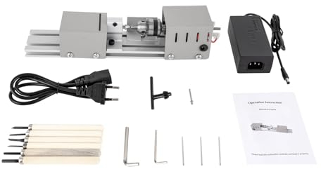 Metalldrehmaschine Mini Drehmaschine Drehbank Tischdrehbank für Holzbearbeitung DIY Buddha Perle Drehmaschine 4000-9000rpm 7 Geschwindigkeiten Einstellbar