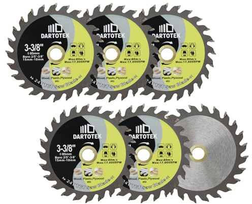 DARTOTEK Disco da taglio per legno in metallo duro 24T Lama circolare con punta in metallo duro per tagli di lunga durata in legno, plastica e materiali morbidi 85 mm 6 pezzi