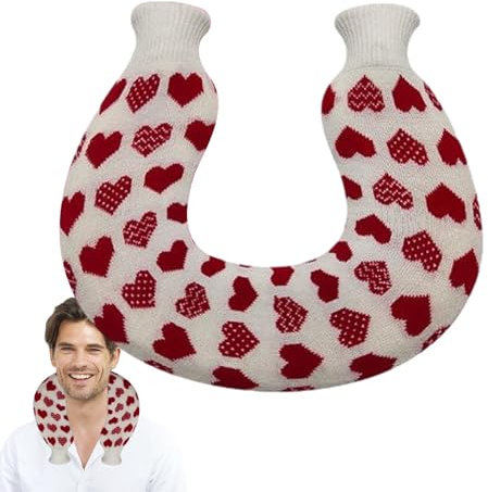 U Shape Hot Water Bag - 1.2L Soft Hot Water Warmer Cute Neck Warmer - Flexible U Shaped Hot Water Bottle Multifunctional Neck Hot Water Bottle with Cover for Winter Women Men Use