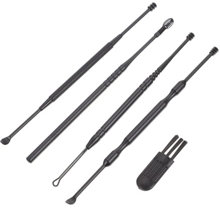 FRCOLOR Kit de Limpieza para Oídos y Fácil de Limpiar Mango Antideslizante Cucharas Prácticas de Acero Inoxidable Adecuado para Uso Hogar
