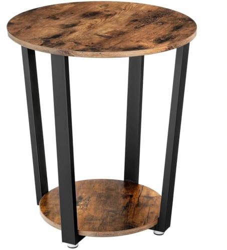 Begryf, Couchtisch, Beistelltisch, Blumentisch, Wohnzimmertisch, Couch Console, Nachttisch schmal, Couchtisch klein, Sofatisch rustikal Braun mit Ablageboden, Metallgestell schwarz, Kaffeetisch