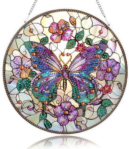 Zamety Diamond Painting Pendente, Farfalla Diamond Painting Adulti Ciondolo, Painting Diamond 5d Pendenti, Diamantini Crystal Art Pendente con Catena, per Porta, Finestre, Parete, Giardino Decorazioni