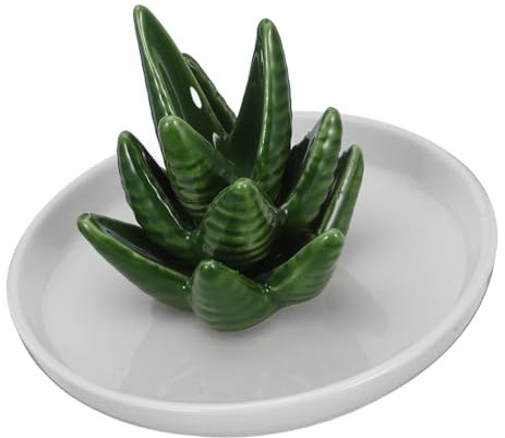 VALICLUD Ceramic Aloe Ring Holder Succulent Jewelry Display Tray Jewelry Plate Ring Dish Organizer Trinket Dish Storage Tray