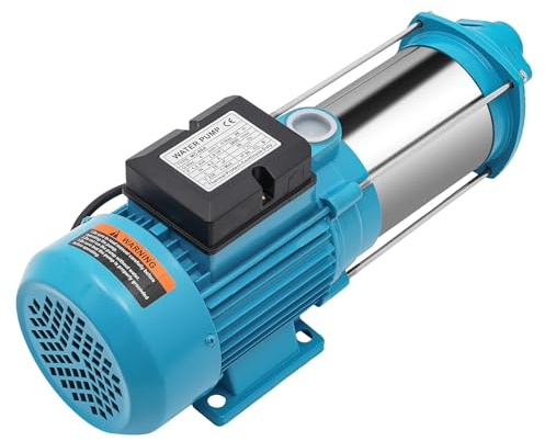 Trädgårdspump centrifugalpump självsugande med tryckbrytare rostfritt stål centrifugalpump 1,8 hk, 4000 l/h, för jordbruksbevattning, trädgård, dammar – rostfritt stål