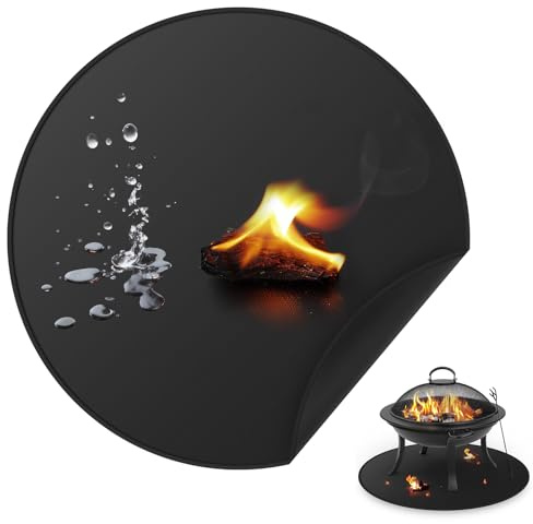 Tapis Ignifuge pour Poêle Solo, 120 cm Couverture Ronde sous Tapis de Barbecue Exterieur, Résistant à l'huile et Imperméable sous Le Sol, Accessoires de Barbecue