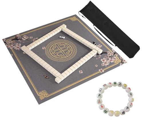 ZNQNDSR Große Mahjong-Matte Mit Aufbewahrungstasche, Chinesische Mahjong-Tischmatte, rutschfeste Gummimatte Für Mahjong-Poker-Kartenspiele(Gray,80cm/31in)